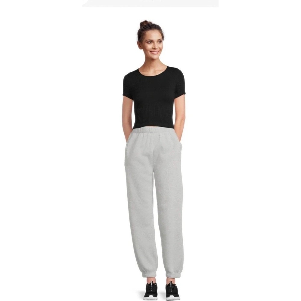 No Boundaries Womens Heather Gray Pull On Fleece Joggers Size XL (15-17) NEW